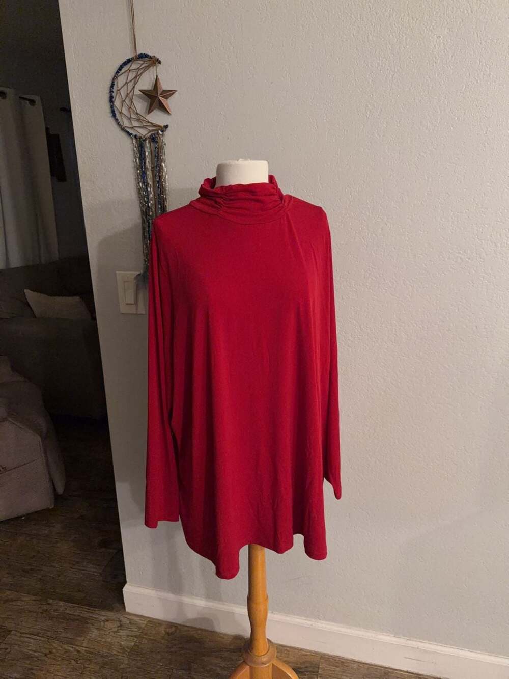 Susan Graver Red Mock Neck Long Sleeve Tunic Top Size 3X